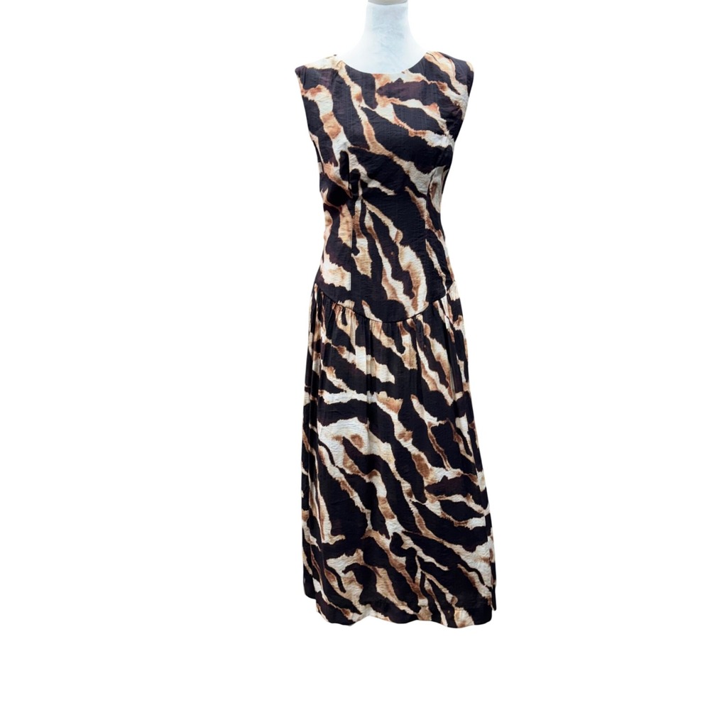 Socialite Tiger Print Sleeveless Maxi Dress Womens Medium Rust Brown NEW